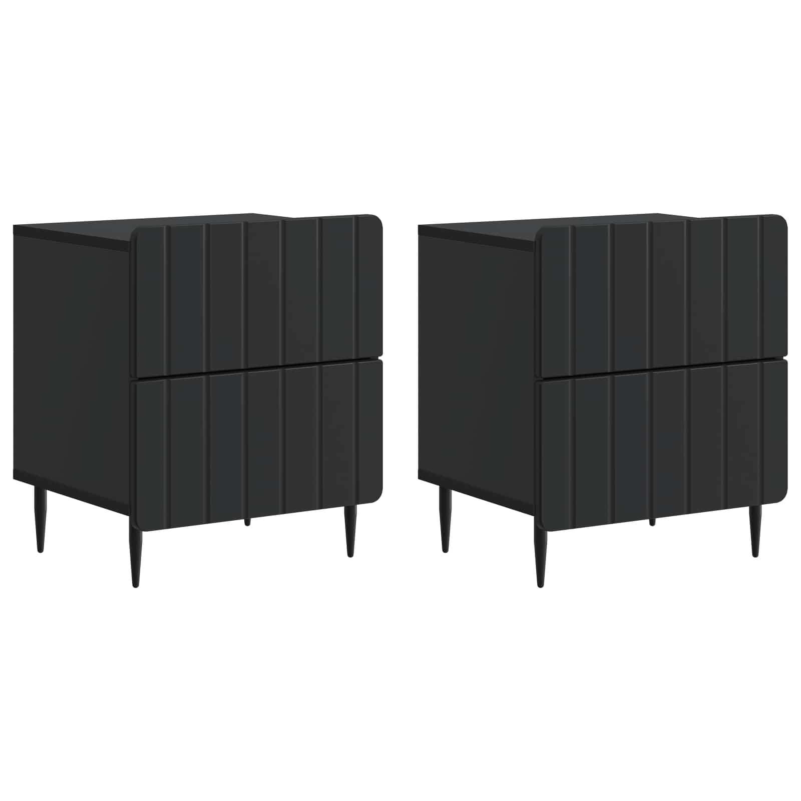 vidaXL Dulap de noapte 2 pcs Negru 43 x 34,5 x 49,5 cm Lemn prelucrat