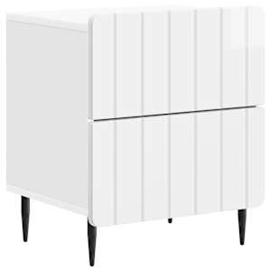 Nočna omarica s predalom Bela visok sijaj 43 x 34,5 x 49,5 cm