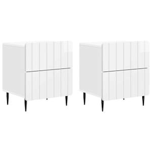 Nočna omarica 2 pcs Bela visok sijaj 43 x 34,5 x 49,5 cm