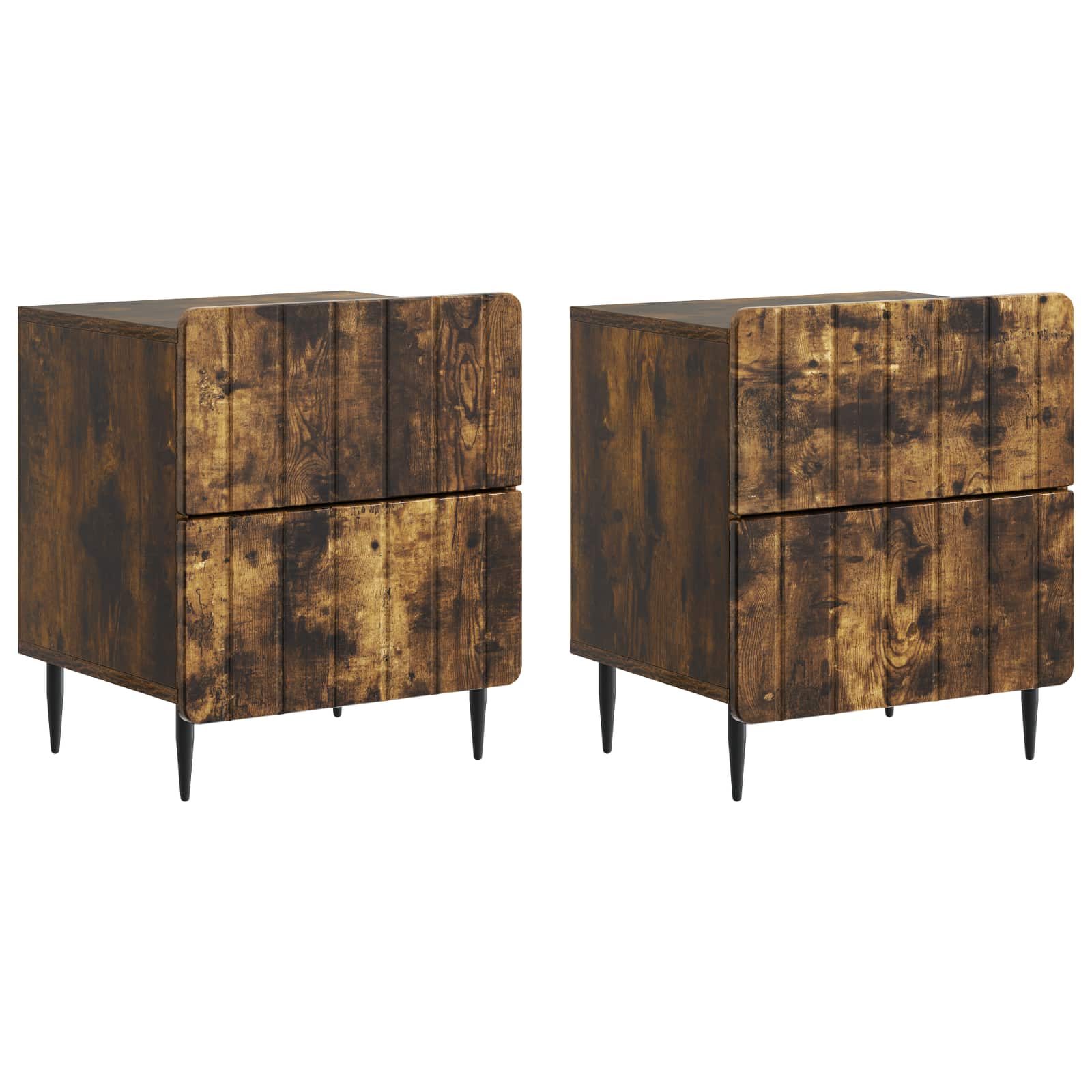 vidaXL Dulap de noapte 2 pcs Stejar fumuriu 43 x 34,5 x 49,5 cm