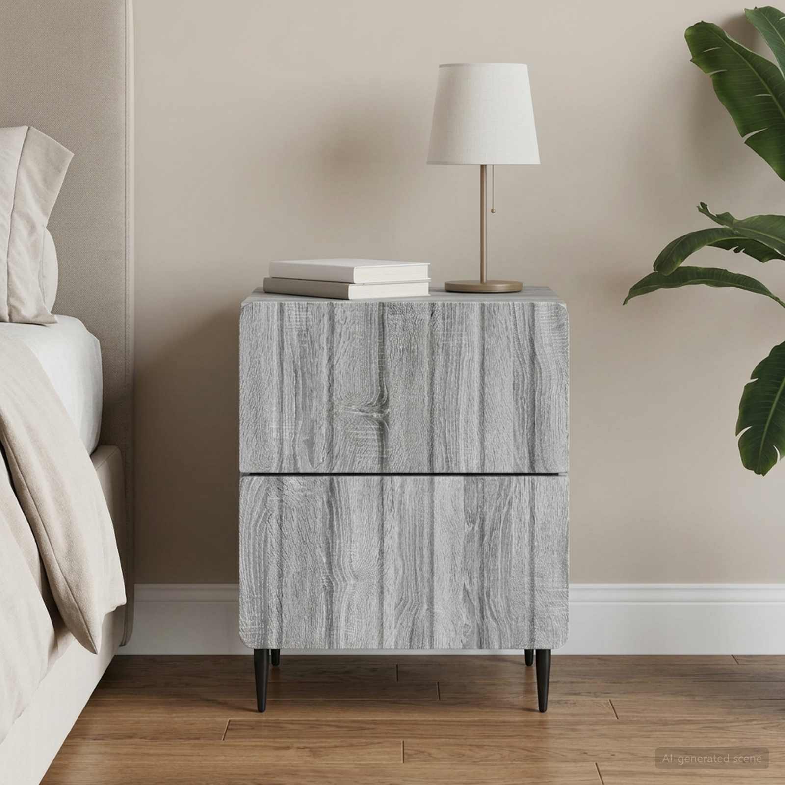 Κομοδίνο Γκρι Sonoma 43 x 34,5 x 49,5 εκ Επεξεργασμένο Ξύλο
