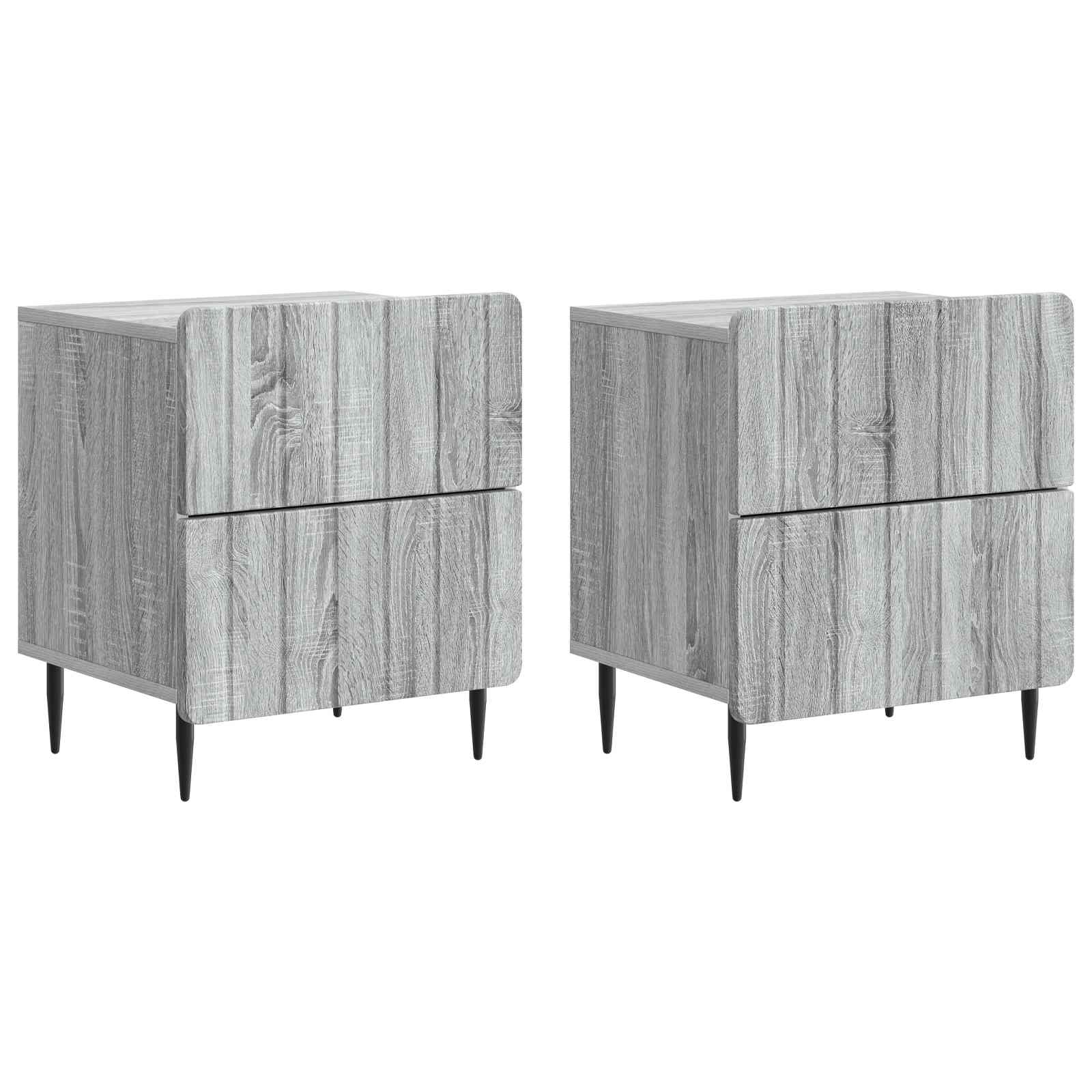 vidaXL Dulap de noapte cu sertar 2 pcs Sonoma gri 43 x 34,5 x 49,5 cm