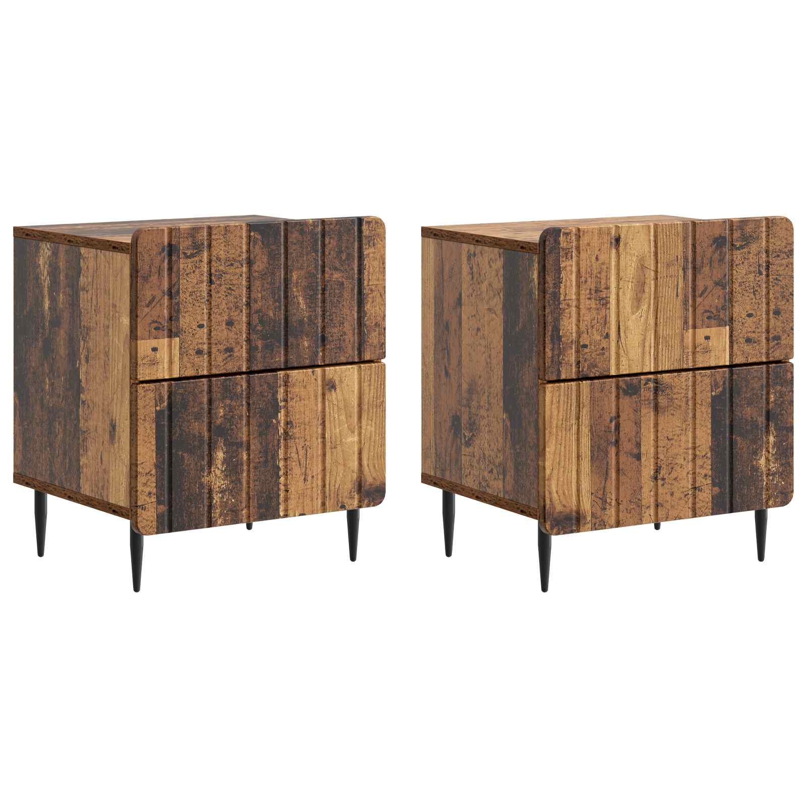 vidaXL Dulap de noapte cu sertar 2 pcs Lemn vechi 43 x 34,5 x 49,5 cm