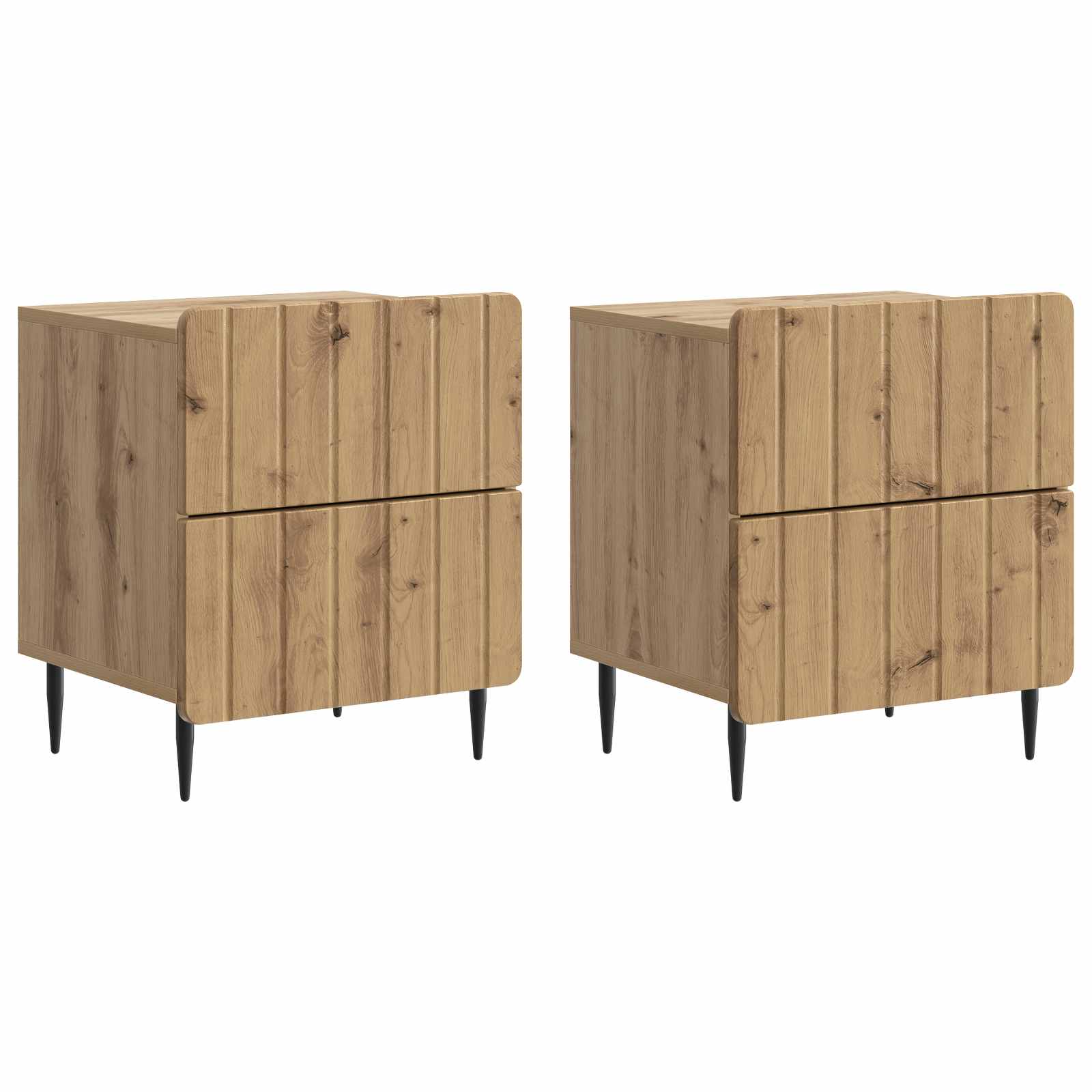 vidaXL Dulap de noapte 2 pcs Stejar Artizanal 43 x 34,5 x 49,5 cm