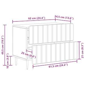 Noční skříňka Černá 62 x 34,5 x 49,5 cm Kompozitní dřevo - obrázek 10