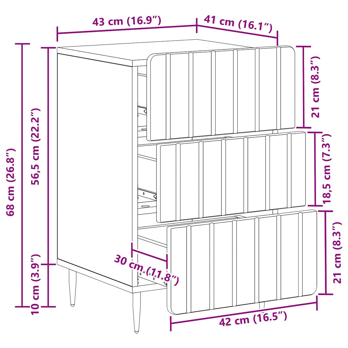 Natskab 43x 41 x 68 cm Konstrueret træ - Billede 11
