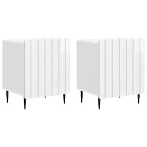Noční skříňka 2 pcs Bílá s vysokým leskem 43 x 34,5 x 52 cm - obrázek 2