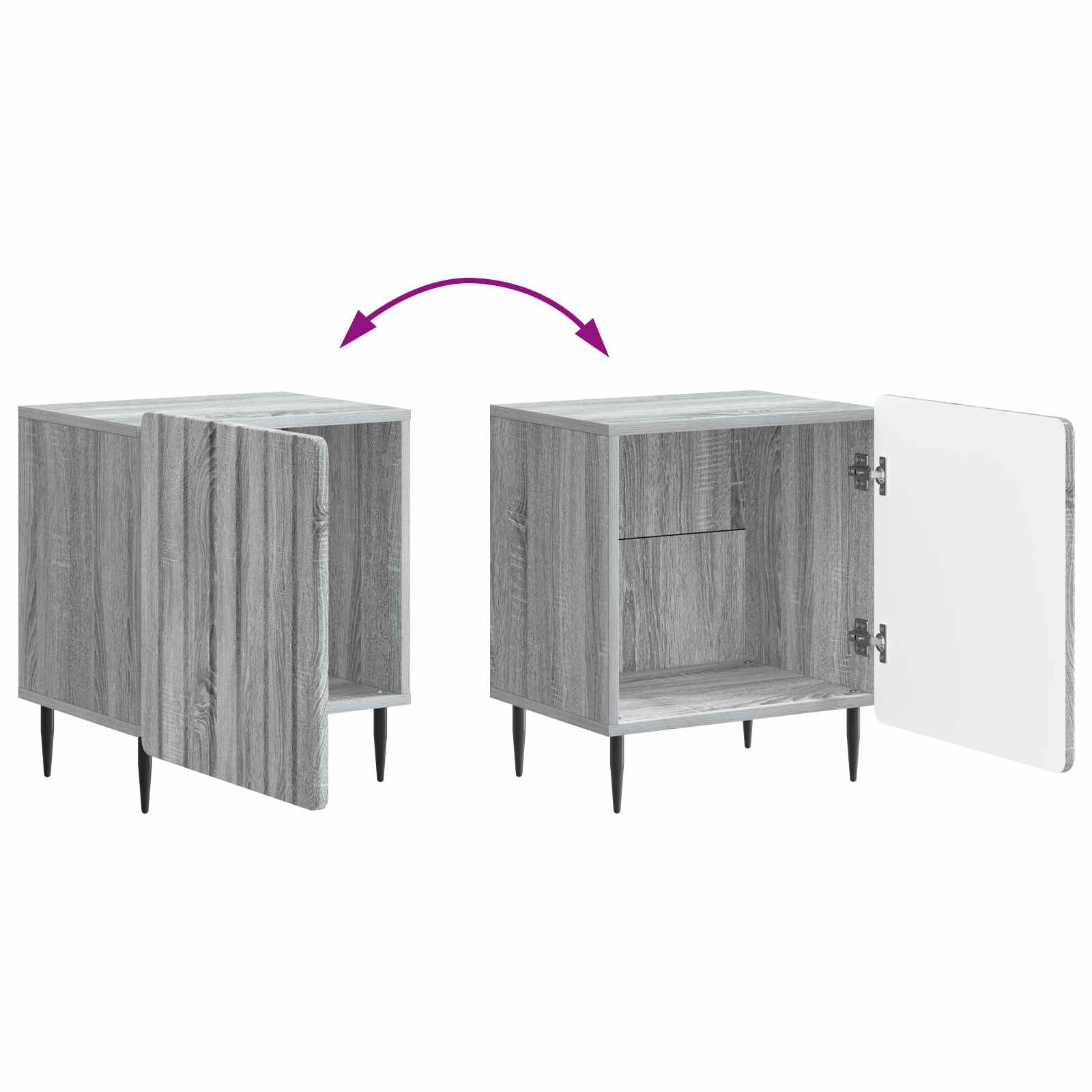 Нощен шкаф 2 pcs Сива сонома 43 x 34,5 x 52 см - Image 10