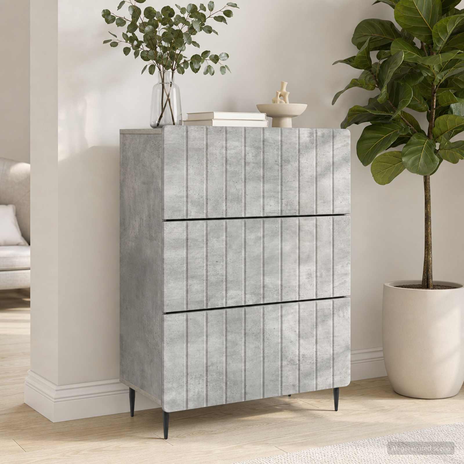 Laatikkokaappi Betoninharmaa 66 x 34,5 x 92 cm Tekninen puu