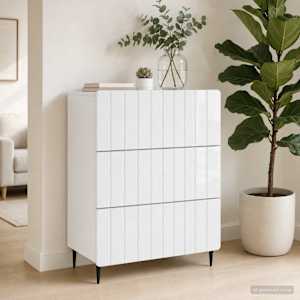 Skříň se zásuvkami Bílá s vysokým leskem 66 x 34,5 x 92 cm - obrázek 4
