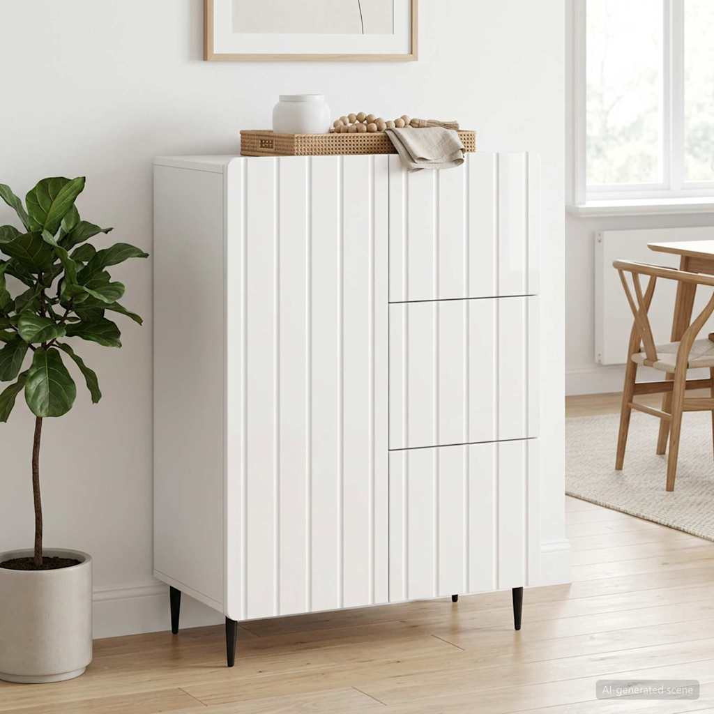 Kõide sahtliga Kõrgläikega valge 66 x 34,5 x 91,5 cm Tehispuit