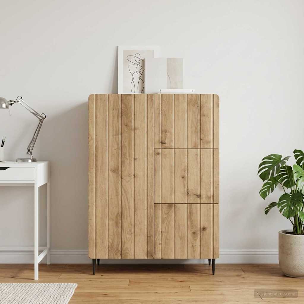 Dressoir Artisanaal eiken 66 x 34,5 x 91,5 cm Bewerkt hout - Afbeelding 4