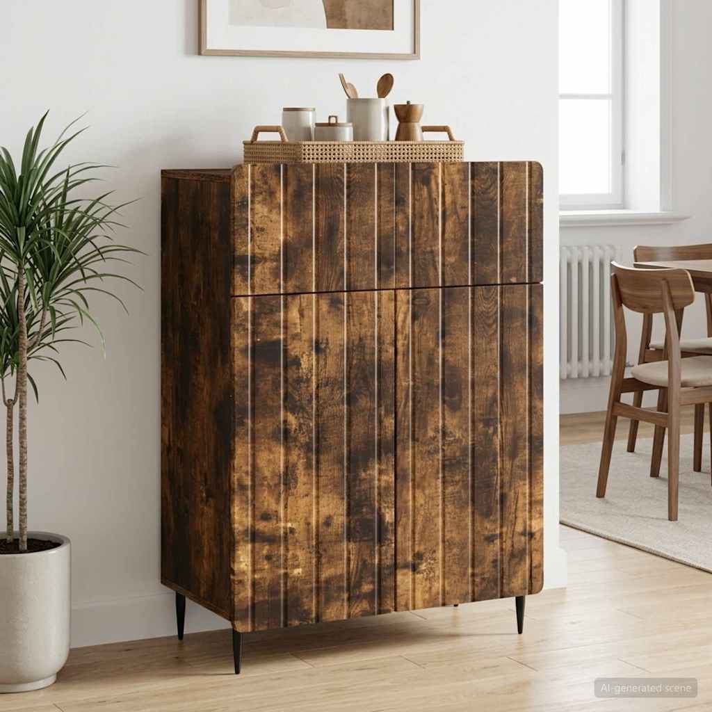 vidaXL Bufet cu sertar Stejar fumuriu 66 x 34,5 x 92 cm Lemn prelucrat