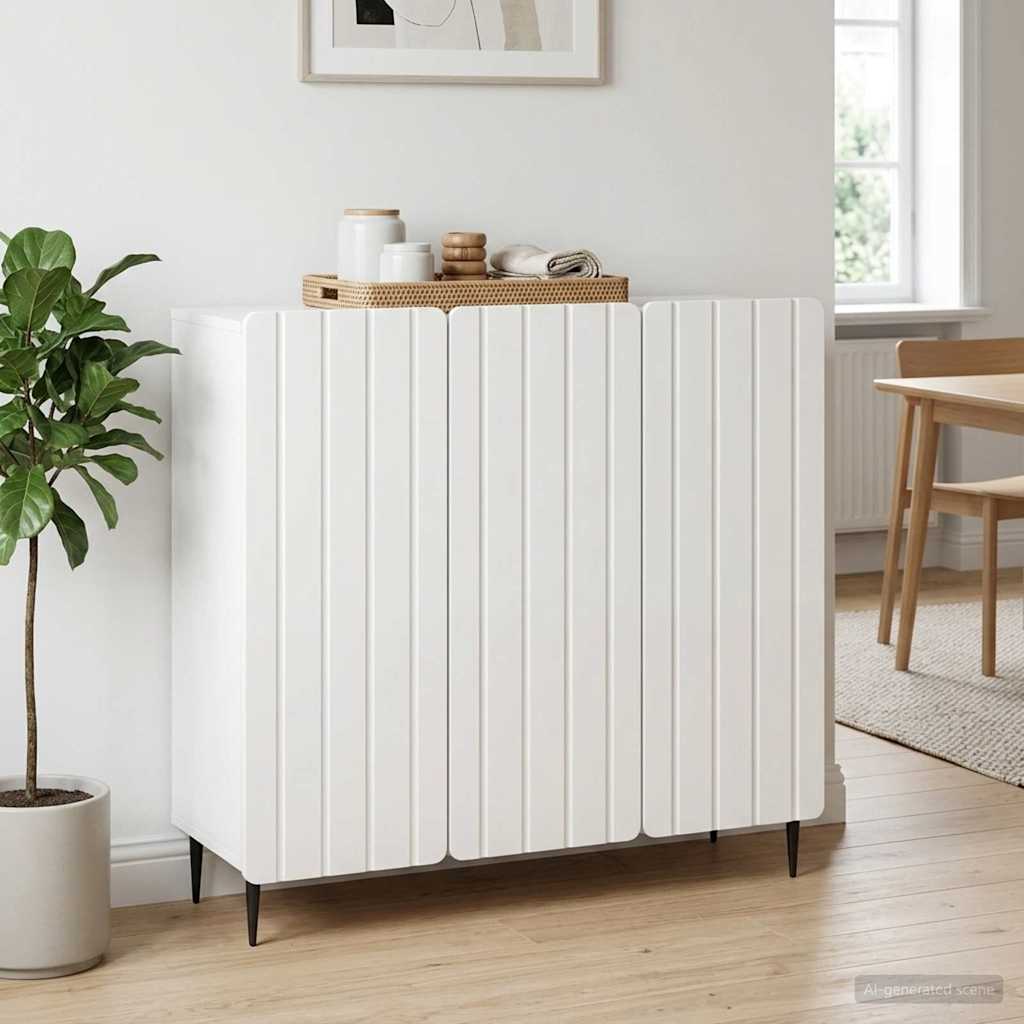 Sideboard Hochglanz Weiß 89 x 34,5 x 82 cm Holzwerkstoff – Ansicht 4