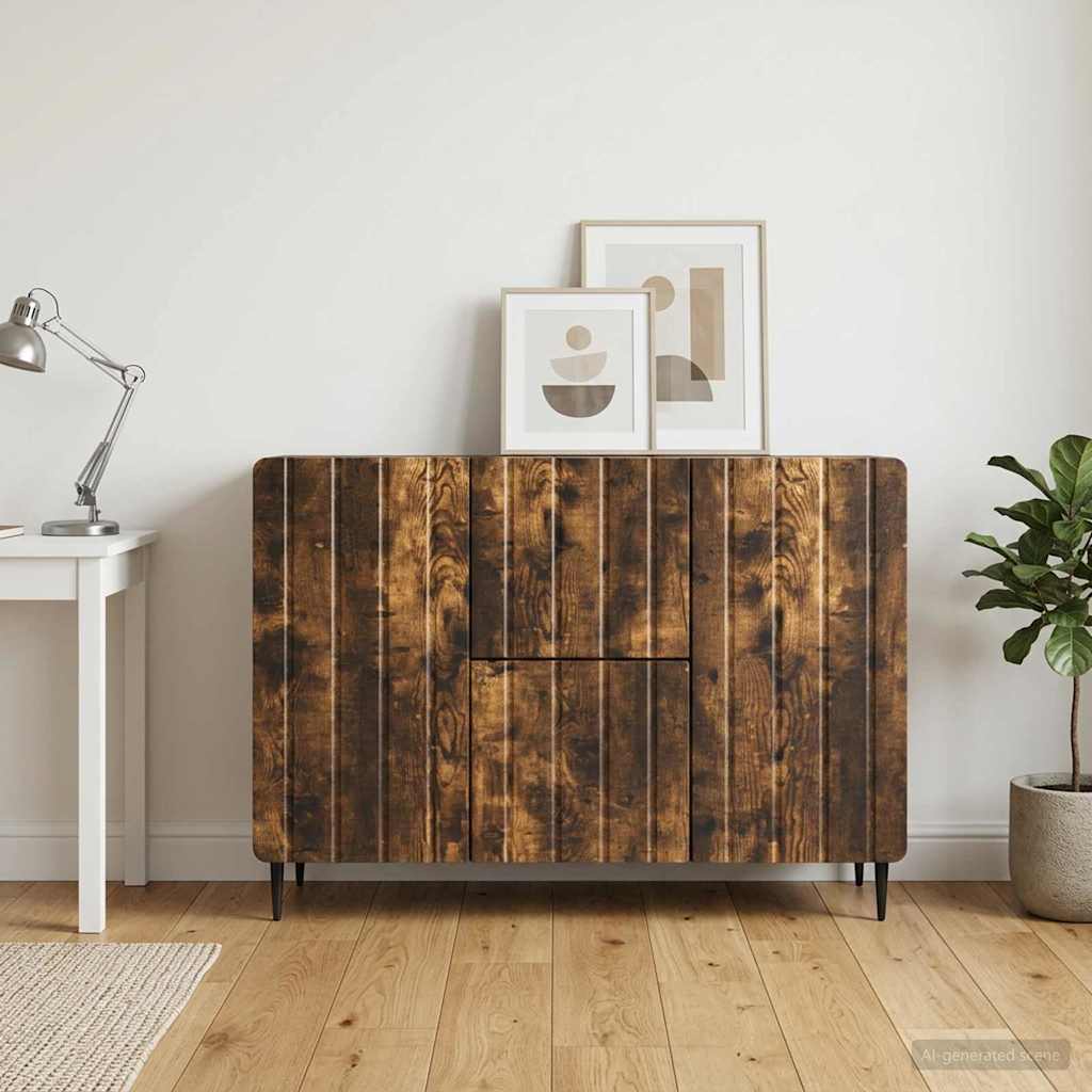 vidaXL Bufet cu sertar Stejar fumuriu 89 x 34,5 x 62 cm Lemn prelucrat