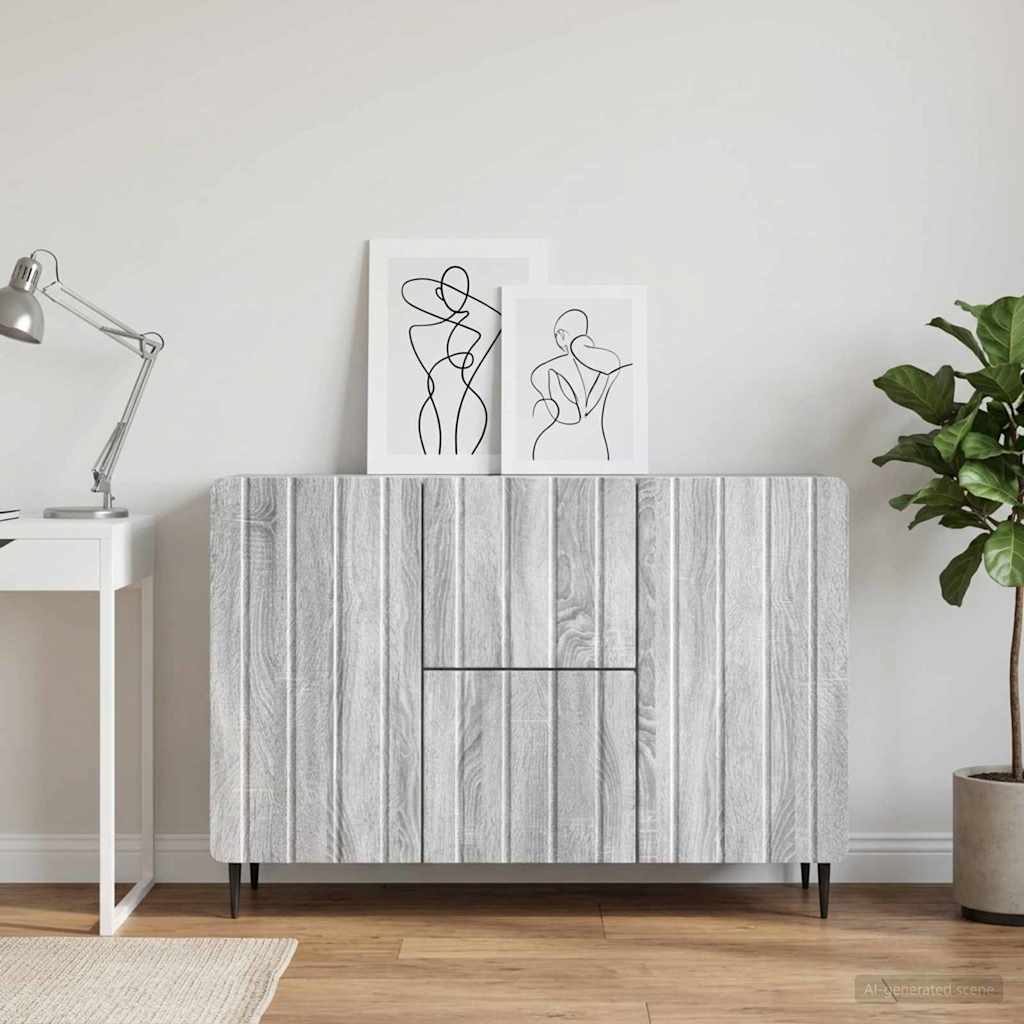 vidaXL Sivupöytä Harmaa sonoma 89 x 34,5 x 62 cm Tekninen puu