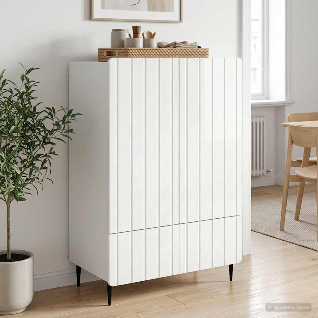 vidaXL Bufet Alb foarte lucios 66 x 34,5 x 97 cm Lemn prelucrat