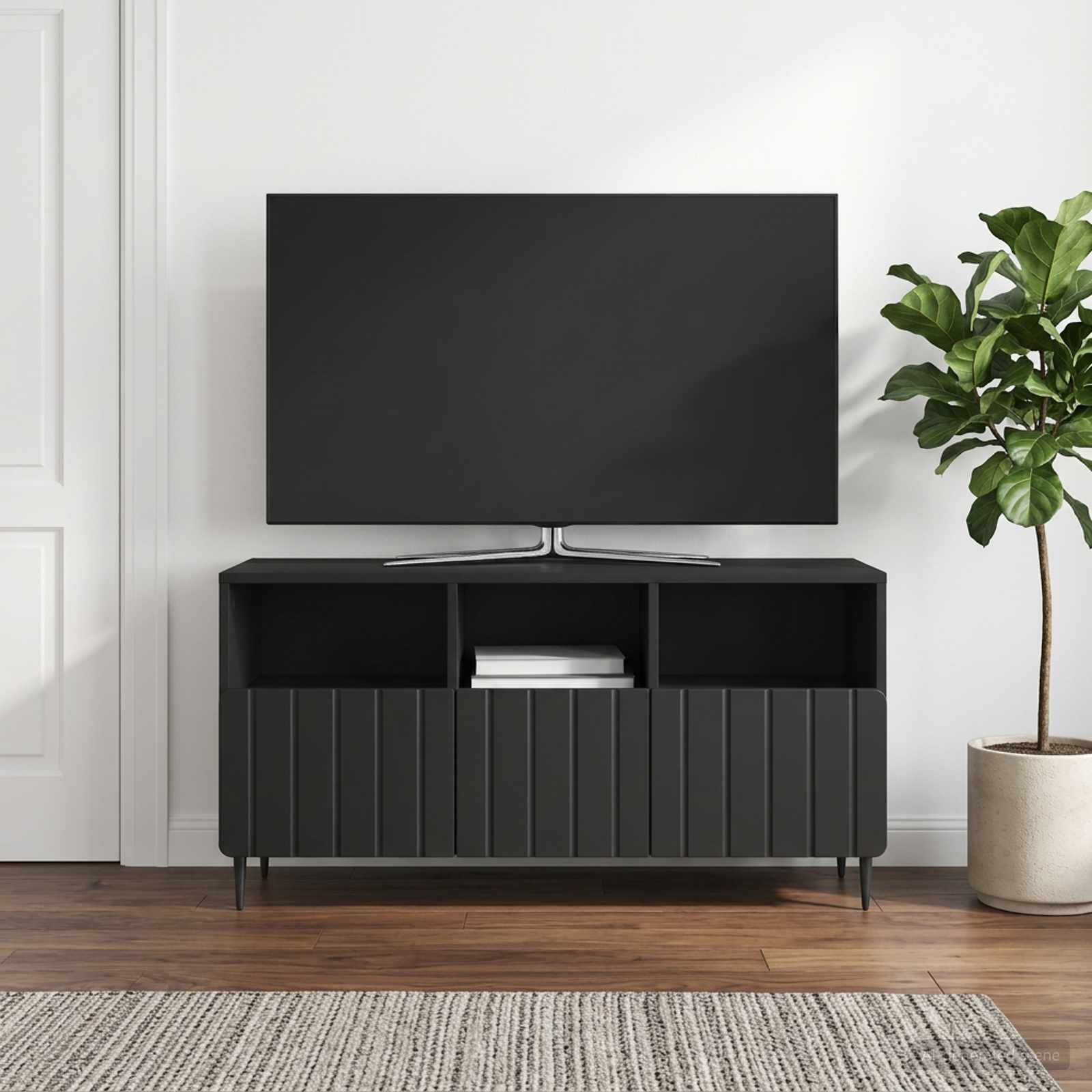 TV-kaappi laatikon kanssa Musta 102 x 34,5 x 50 cm Tekninen puu
