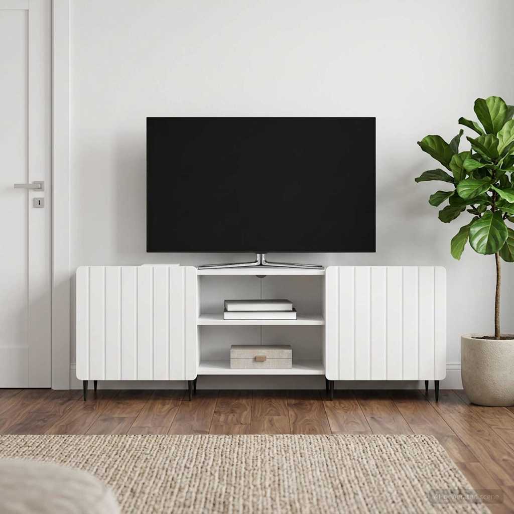TV-kaappi Korkeakiiltoinen valkoinen 150 x 31 x 52 cm - Image 4