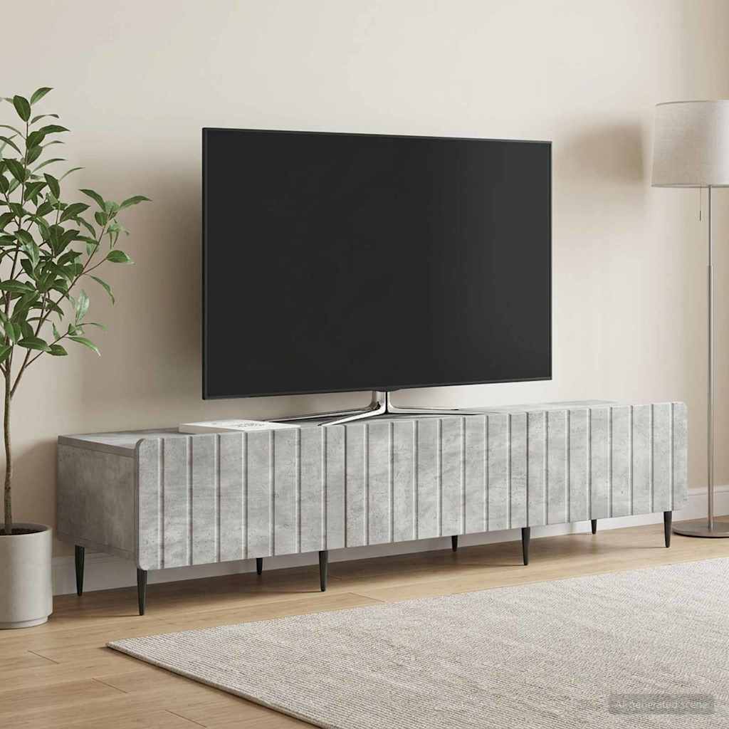 TV-kaappi Betoninharmaa 147 x 34,5 x 32 cm Tekninen puu - Image 4