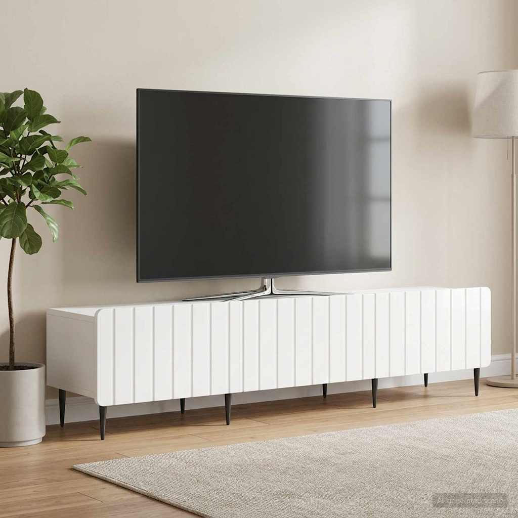 TV-kaappi Korkeakiiltoinen valkoinen 147 x 34,5 x 32 cm - Image 4