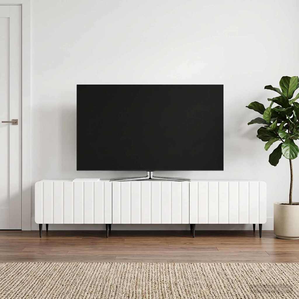 TV-kaappi Korkeakiiltoinen valkoinen 147 x 34,5 x 32 cm