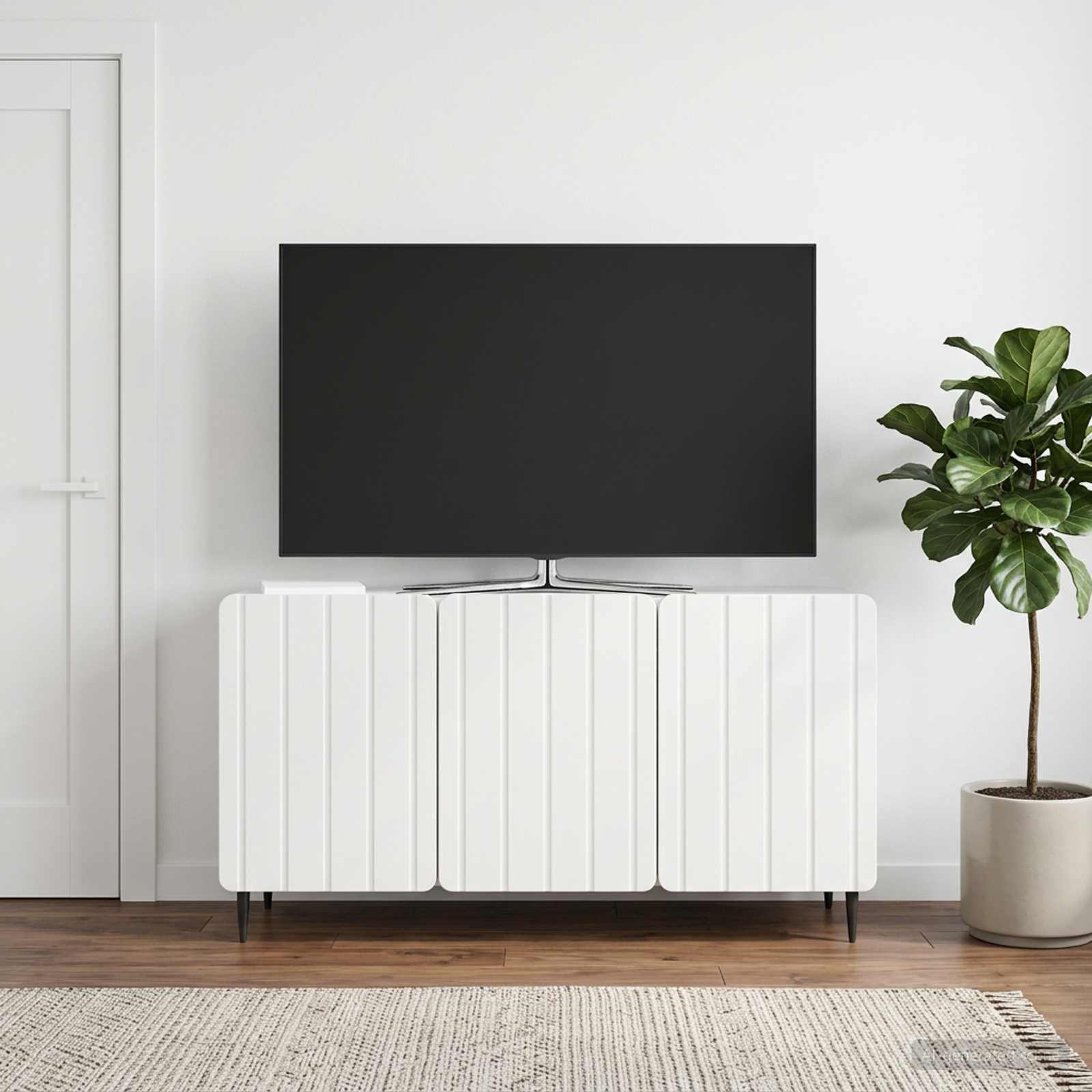 TV-kaappi Korkeakiiltoinen valkoinen 99 x 34,5 x 52 cm - Image 4