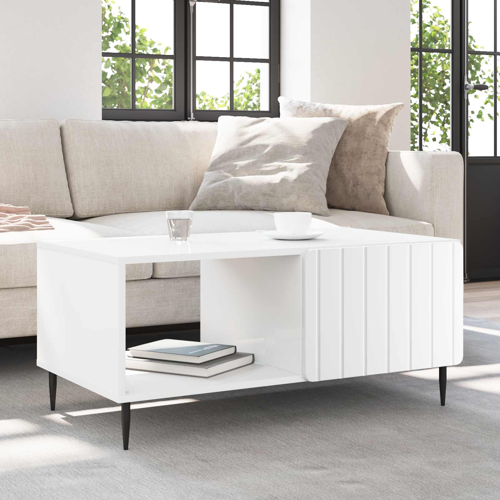vidaXL Masă de cafea Alb 90 x 50 x 40 cm Lemn prelucrat