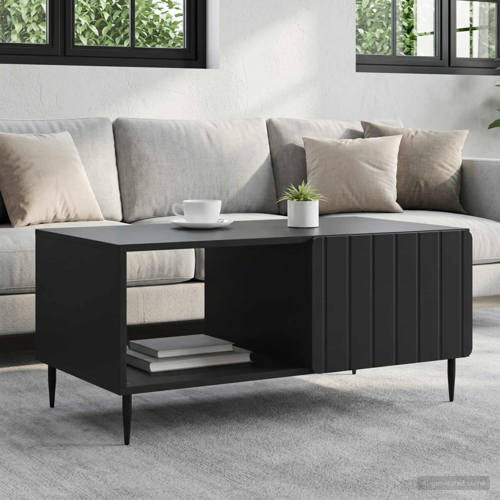 vidaXL Sohvapöytä Musta 90 x 50 x 40 cm Tekninen puu