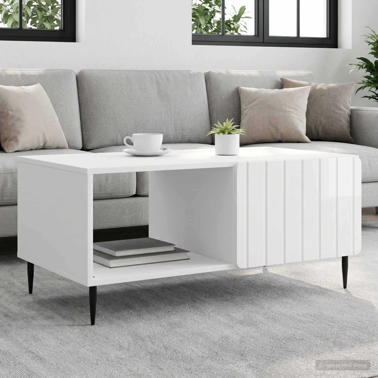  Τραπεζάκι σαλονιού Γυαλιστερό Λευκό 90 x 50 x 40 cm V-894499