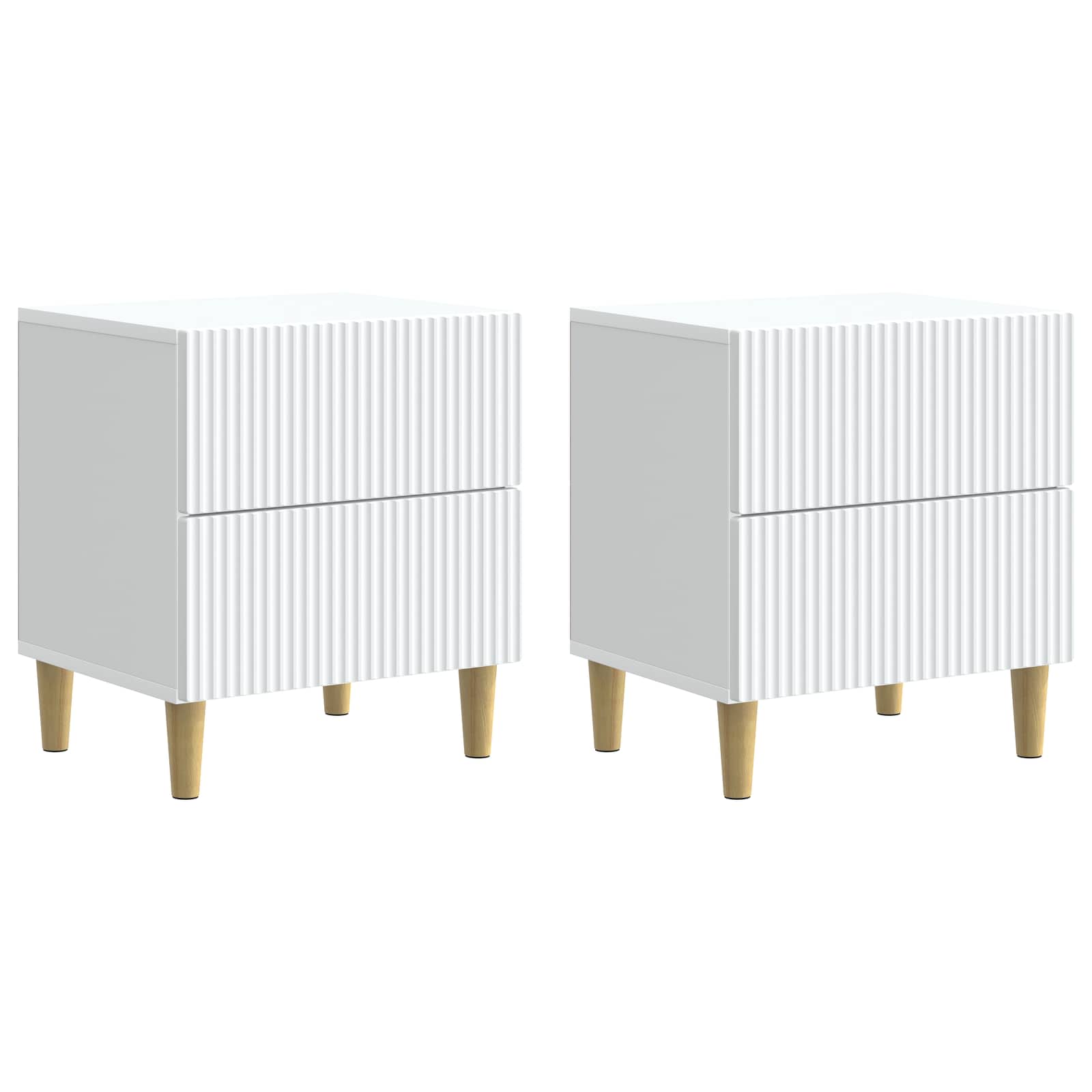 vidaXL Dulap de noapte 2 pcs Alb 43 x 34,5 x 48 cm Lemn prelucrat