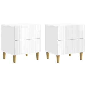 Nočna omarica 2 pcs Bela visok sijaj 43 x 34,5 x 48 cm