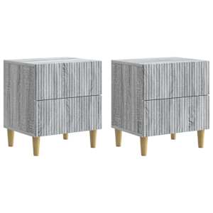 Noční skříňka se zásuvkou 2 pcs Šedá sonoma 43 x 34,5 x 48 cm - obrázek 2