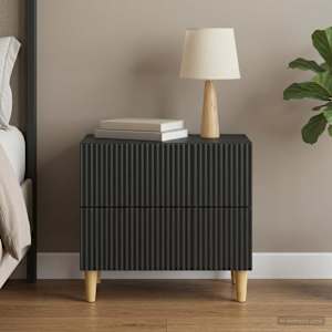 Nočna omarica s predalom Črna 62 x 34,5 x 48 cm Inženirski les