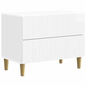 Nočna omarica Bela visok sijaj 62 x 34,5 x 48 cm Inženirski les