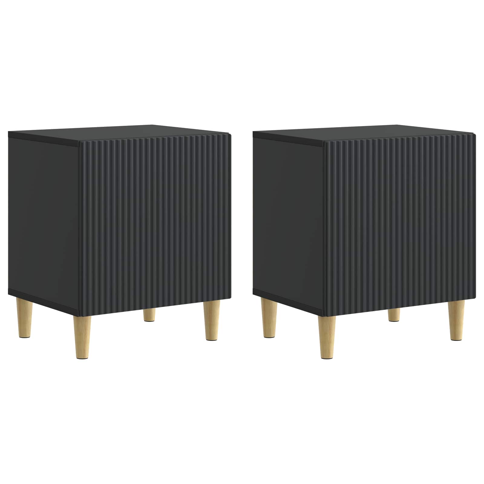 vidaXL Dulap de noapte 2 pcs Negru 43 x 34,5 x 50 cm Lemn prelucrat
