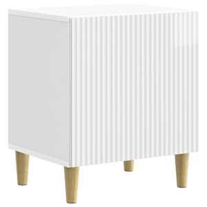 Nočna omarica Bela visok sijaj 43 x 34,5 x 50 cm Inženirski les