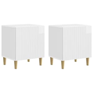 Nočna omarica 2 pcs Bela visok sijaj 43 x 34,5 x 50 cm