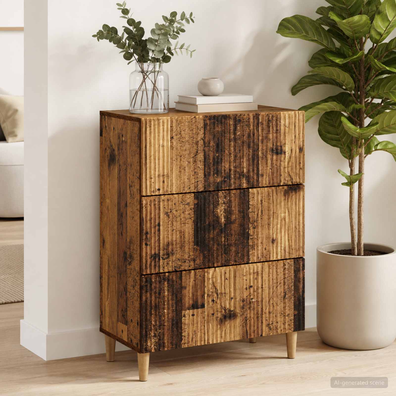 Ντουλάπι με Συρτάρια Παλαιωμένο ξύλο 66 x 34,5 x 90 εκ - Image 4