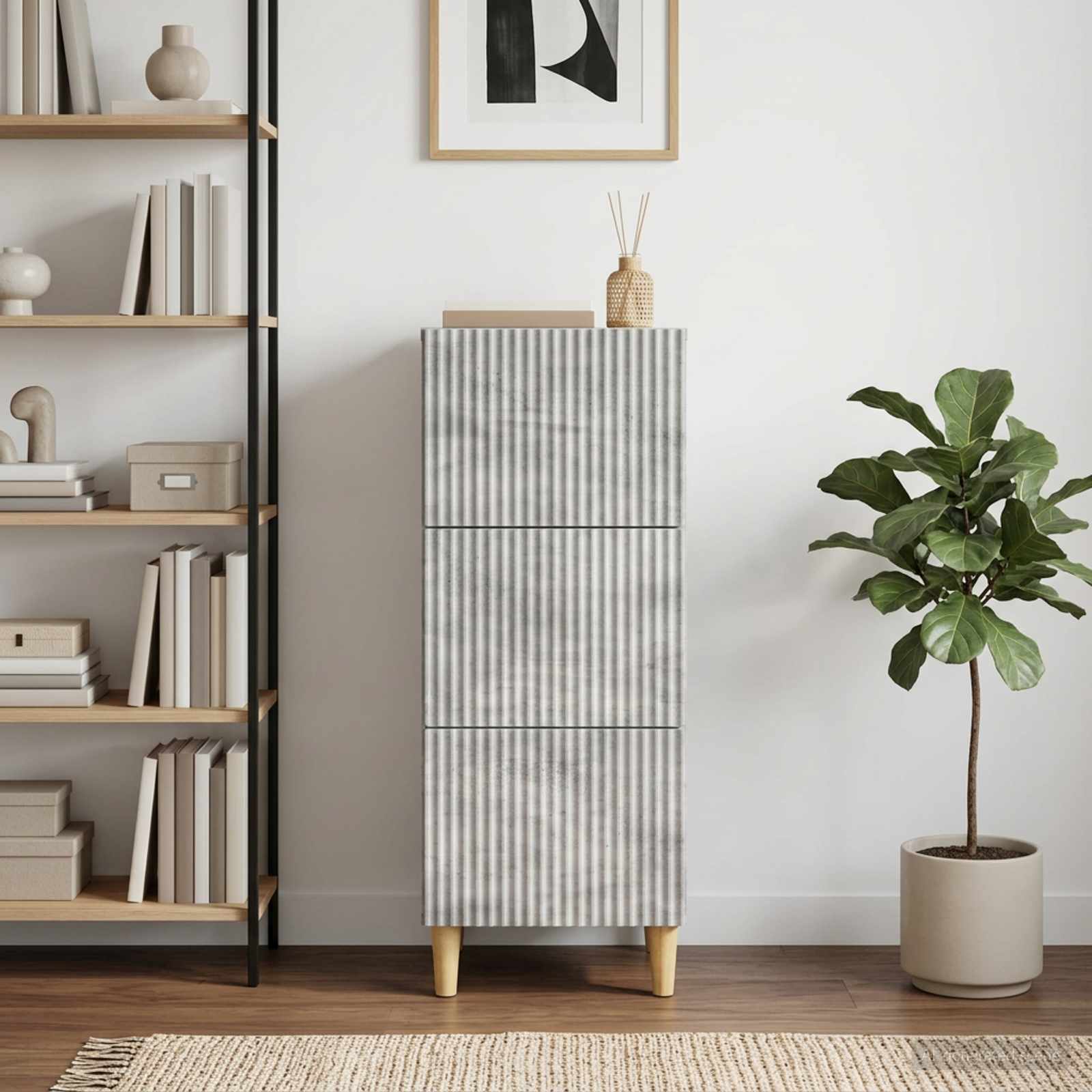 Laatikkokaappi Betoninharmaa 33 x 34,5 x 90 cm Tekninen puu