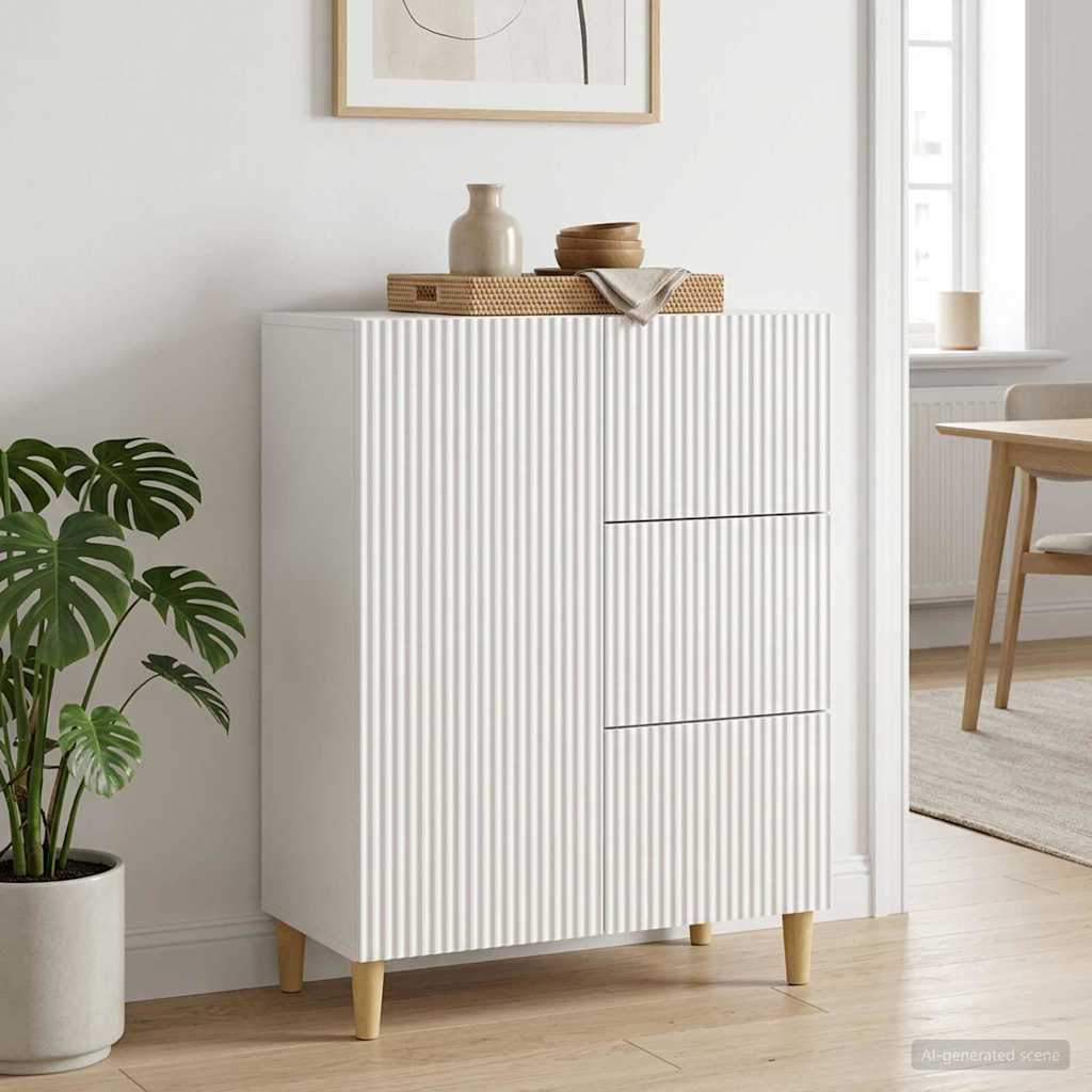 Credenza Bianco Lucido 66 x 34,5 x 90 cm Legno ingegnerizzato - immagine prodotto