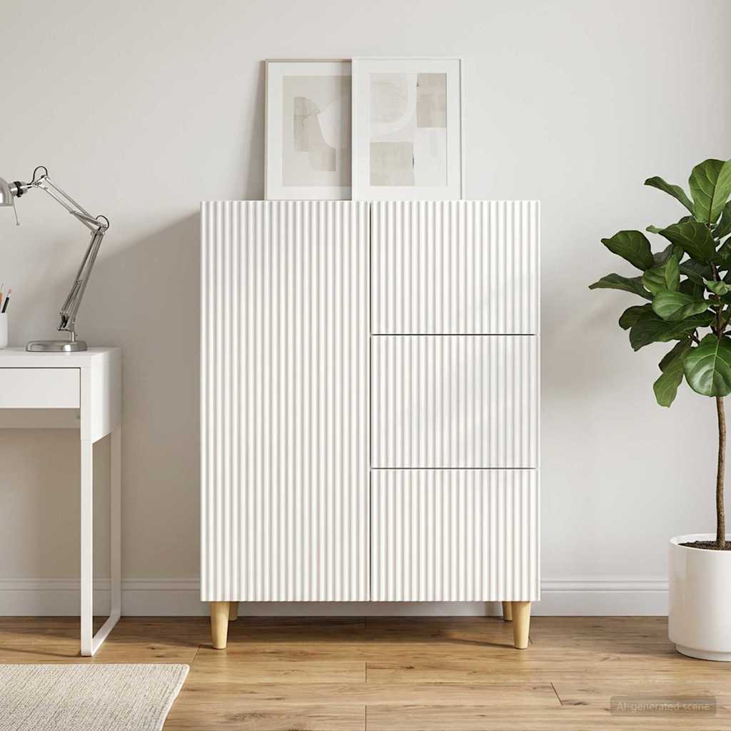 Dressoir met lade Hoogglans Wit 66 x 34,5 x 90 cm Bewerkt hout – afbeelding 1