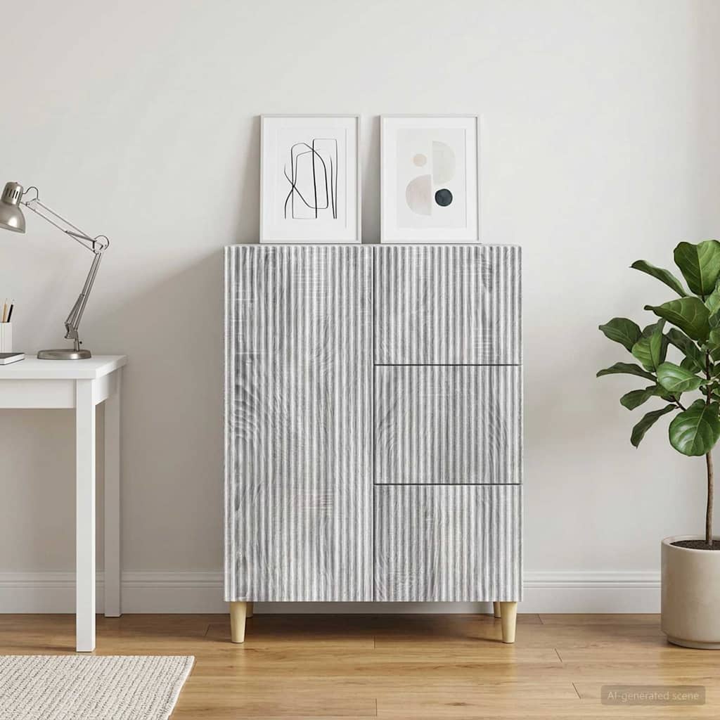 Dressoir met lade Grijs sonoma 66 x 34,5 x 90 cm Bewerkt hout – afbeelding 1
