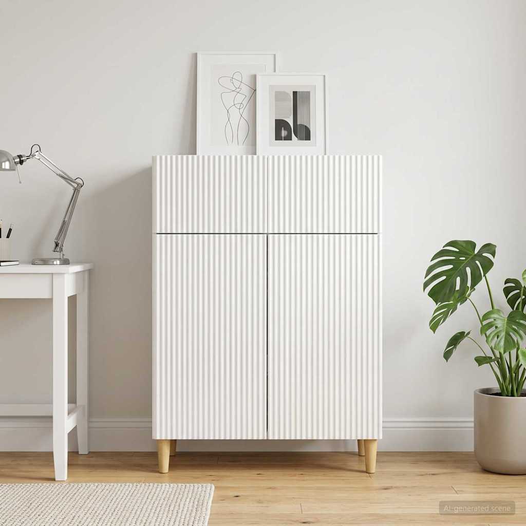 Dressoir met lade Hoogglans Wit 66 x 34,5 x 90 cm Bewerkt hout – afbeelding 1