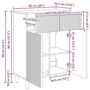 Servírovací skříň Bílá s vysokým leskem 66 x 34,5 x 90 cm - obrázek 8