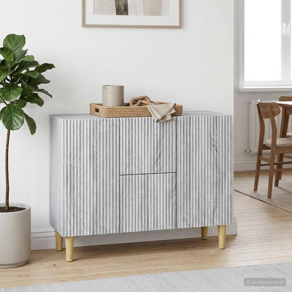 vidaXL Sideboard Graues Sonoma 89 x 34,5 x 60 cm Holzwerkstoff
