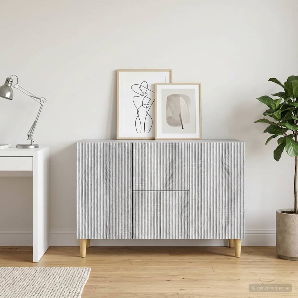 vidaXL Sideboard Graues Sonoma 89 x 34,5 x 60 cm Holzwerkstoff