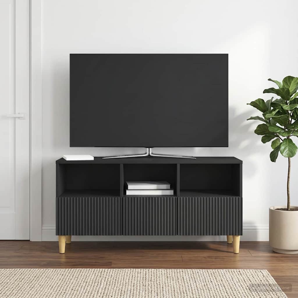 TV-kaappi laatikon kanssa Musta 102 x 34,5 x 50 cm Tekninen puu