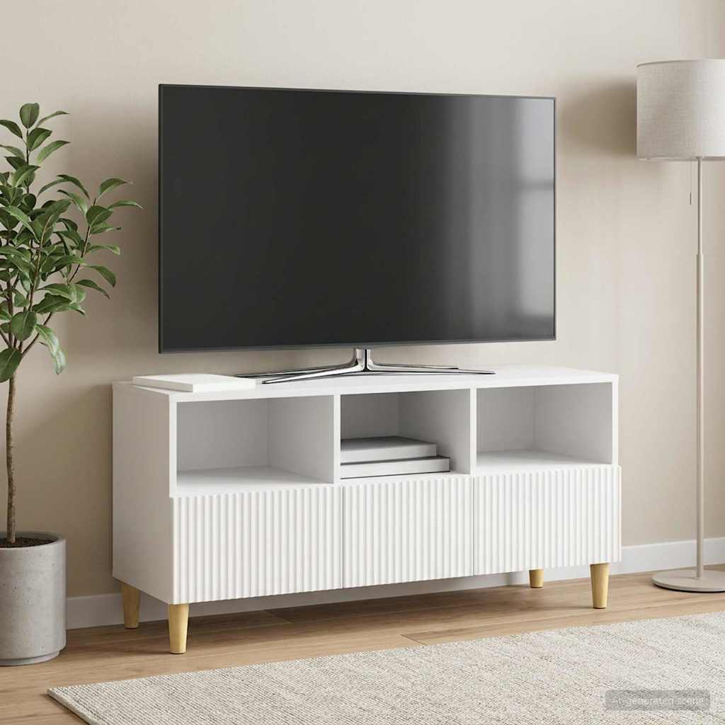 vidaXL Cabinet TV Alb foarte lucios 102 x 34,5 x 50 cm Lemn prelucrat