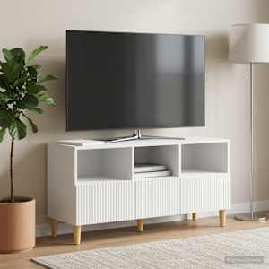 TV omarica Bela visok sijaj 102 x 34,5 x 50 cm Inženirski les
